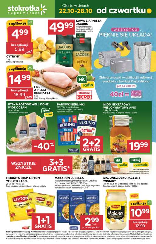 Stokrotka - gazetka promocyjna Gazetka Supermarket od czwartku 22.10 do środy 28.10