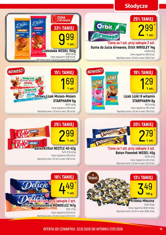 Delikatesy Piotruś Pan - gazetka promocyjna Gazetka od czwartku 22.10 do wtorku 27.10 - strona 15