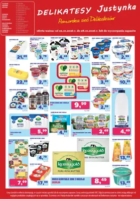 Delikatesy Justynka - gazetka promocyjna Gazetka od czwartku 22.10 do środy 28.10