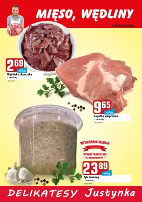 Delikatesy Justynka - gazetka promocyjna Plakaty promocyjne od czwartku 22.10 do niedzieli 25.10