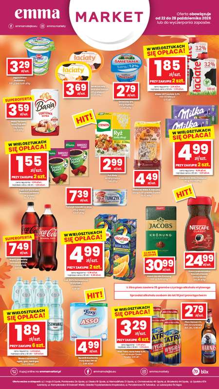 emma MARKET - gazetka promocyjna Oferta spożywcza Emma Market od czwartku 22.10 do środy 28.10