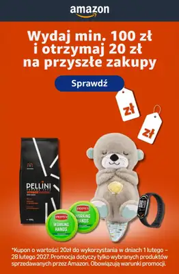 Amazon - gazetka promocyjna Wydaj min. 100 zł i odbierz 20 zł na przyszłe zakupy od piątku 23.10 do poniedziałku 09.11