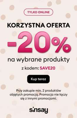 Sinsay - gazetka promocyjna KORZYSTNA OFERTA: -20% na wybrane produkty przy zakupie min. 2 szt. od czwartku 22.10 do poniedziałku 26.10