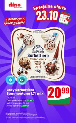 Dino - gazetka promocyjna Lody Sorbettiera - oferta na 23.10 | Promocje spoza gazetki od piątku 23.10 do piątku 23.10