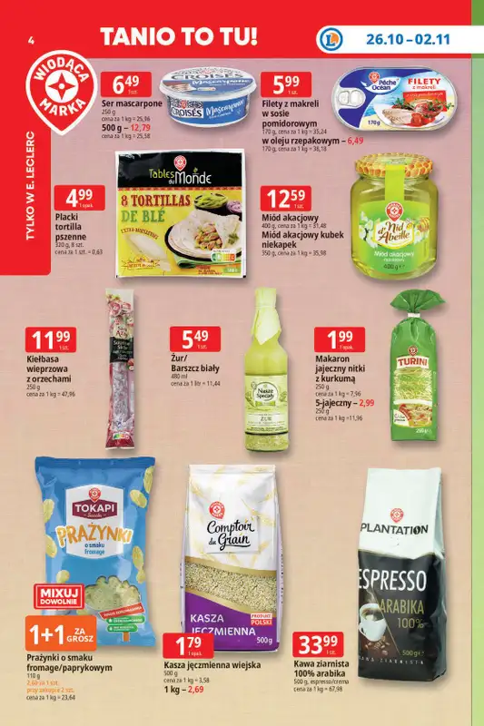 Leclerc - gazetka promocyjna Oferta E.Leclerc | Tanio to tu! od poniedziałku 26.10 do poniedziałku 02.11 - strona 4