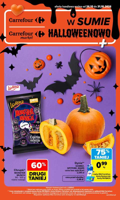 Carrefour - gazetka promocyjna Gazetka W sumie Halloweenowo od poniedziałku 26.10 do soboty 31.10