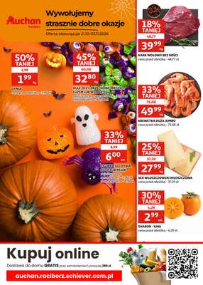 Auchan - gazetka promocyjna Gazetka Racibórz I Wywołujemy strasznie dobre okazje od środy 21.10 do wtorku 03.11