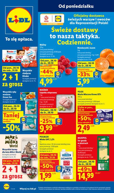 Lidl - gazetka promocyjna Oferta od poniedziałku od poniedziałku 26.10 do środy 28.10