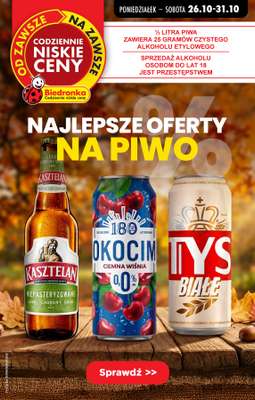 Biedronka - gazetka promocyjna Najlepsze oferty na PIWO! od wtorku 27.10 do soboty 31.10