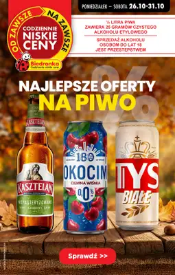 Biedronka - gazetka promocyjna Najlepsze oferty na PIWO! od wtorku 27.10 do soboty 31.10