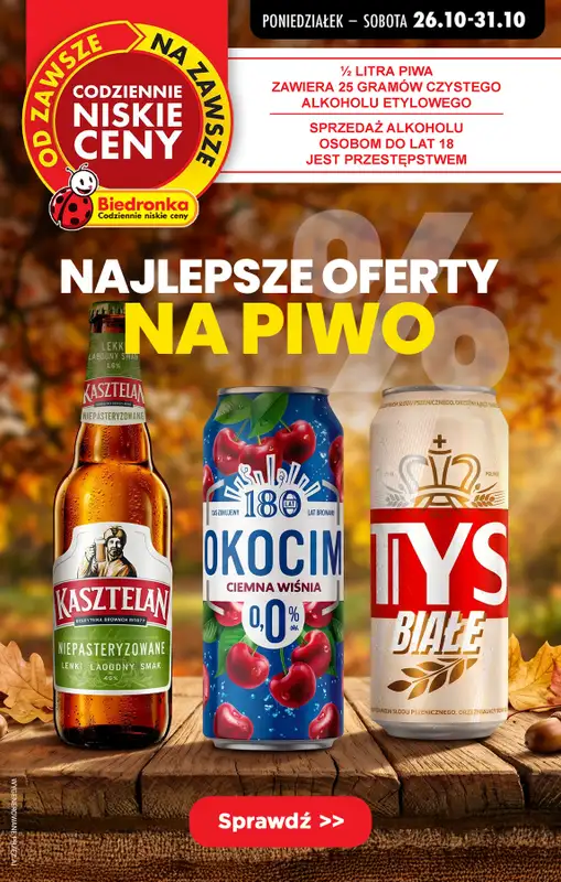 Biedronka - gazetka promocyjna Najlepsze oferty na PIWO!  