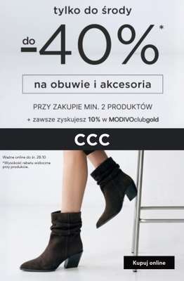 CCC - gazetka promocyjna Do -40% przy zakupie min. 2 produktów od wtorku 27.10 do środy 28.10