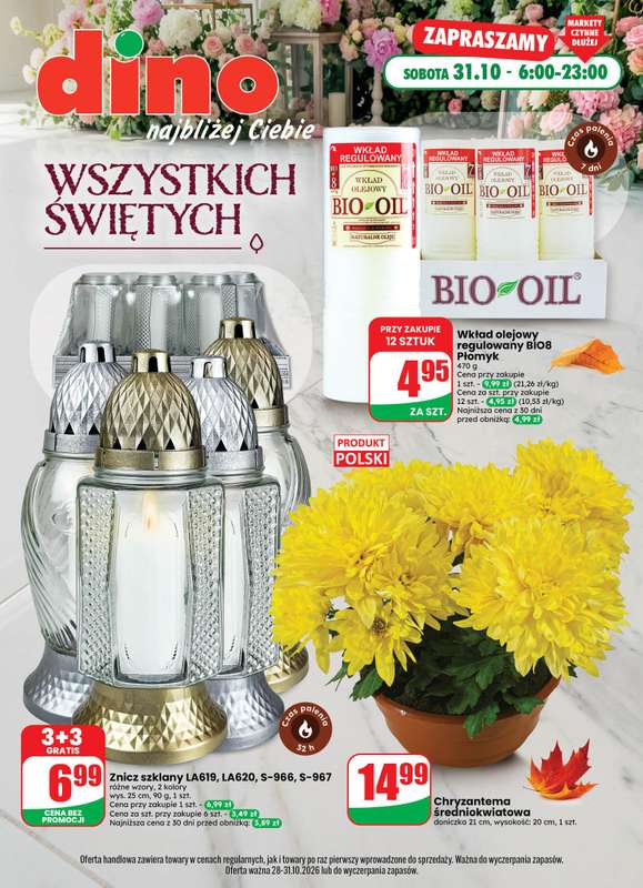 Dino - gazetka promocyjna Wszystkich Świętych od środy 28.10 do soboty 31.10