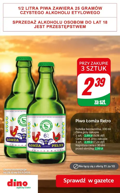 Dino - gazetka promocyjna Promocje na PIWO! od środy 28.10  - strona 10