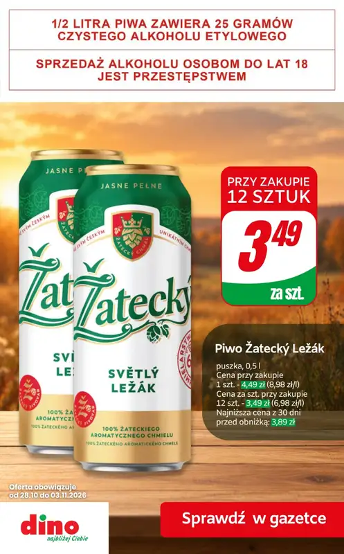 Dino - gazetka promocyjna Promocje na PIWO! od środy 28.10  - strona 3