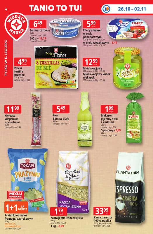 Leclerc - gazetka promocyjna Oferta E.Leclerc | Tanio to tu! od poniedziałku 26.10 do poniedziałku 02.11 - strona 4