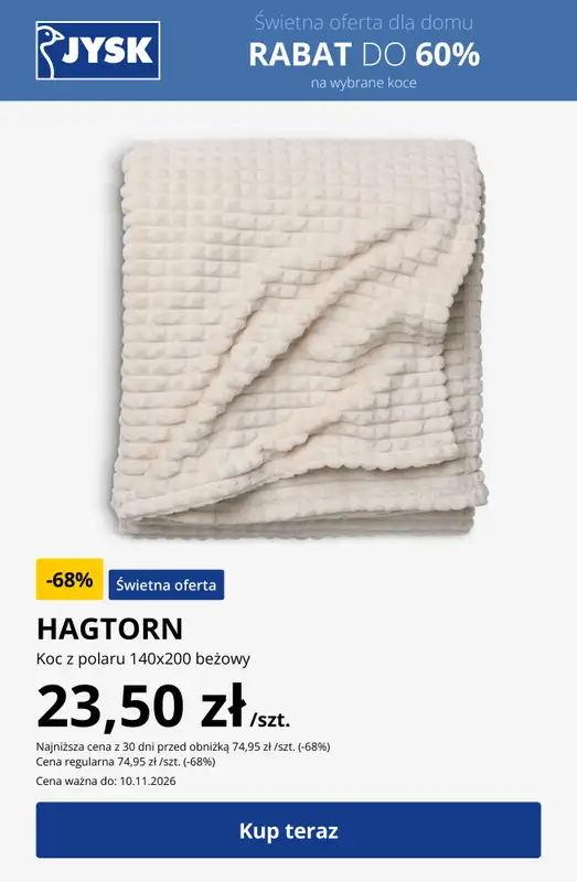 Jysk - gazetka promocyjna Świetna oferta dla domu Rabat do 60% od środy 28.10 do poniedziałku 02.11 - strona 11