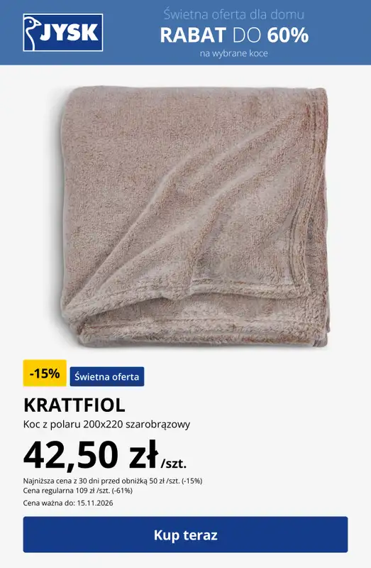 Jysk - gazetka promocyjna Świetna oferta dla domu Rabat do 60% od środy 28.10 do poniedziałku 02.11 - strona 12