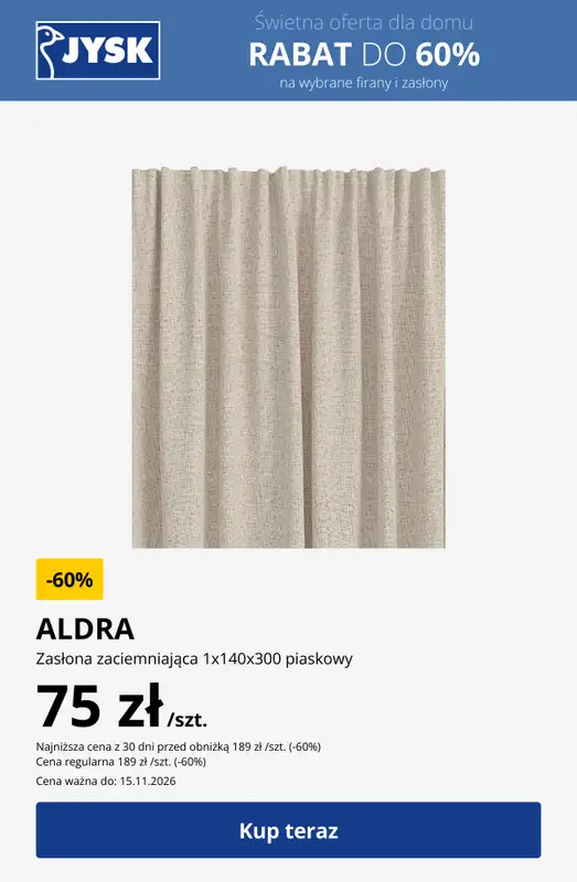 Jysk - gazetka promocyjna Świetna oferta dla domu Rabat do 60% od środy 28.10 do niedzieli 15.11 - strona 25