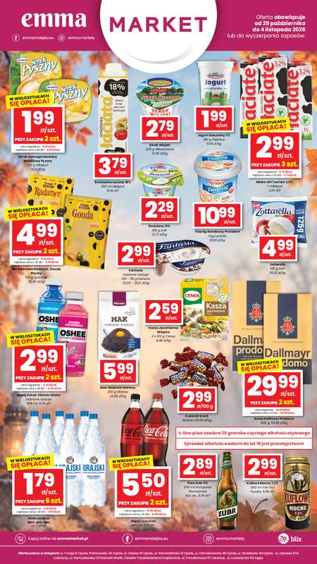 emma MARKET - gazetka promocyjna Oferta spożywcza Emma Market od czwartku 29.10 do środy 04.11