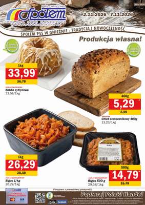 Społem - Blisko i Korzystnie - gazetka promocyjna Plakat promocyjny PSS Gniezno od poniedziałku 02.11 do soboty 07.11