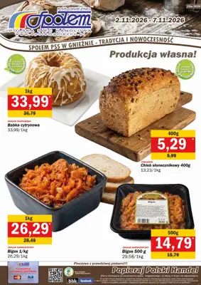 Społem - Blisko i Korzystnie - gazetka promocyjna Plakat promocyjny PSS Gniezno od poniedziałku 02.11 do soboty 07.11