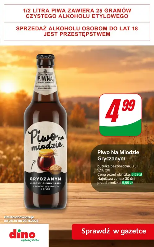 Dino - gazetka promocyjna Najlepsze oferty na PIWO! od piątku 30.10 do wtorku 03.11 - strona 3