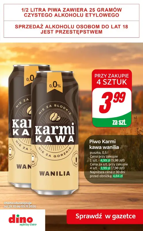 Dino - gazetka promocyjna Najlepsze oferty na PIWO! od piątku 30.10 do wtorku 03.11 - strona 5