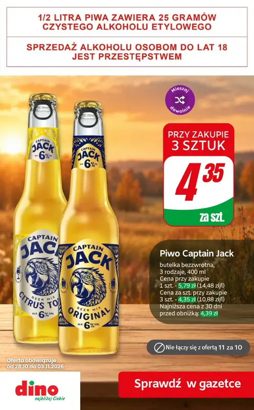 Dino - gazetka promocyjna Najlepsze oferty na PIWO! od piątku 30.10 do wtorku 03.11 - strona 8