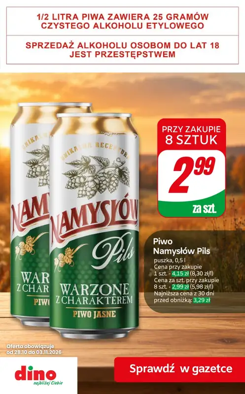 Dino - gazetka promocyjna Najlepsze oferty na PIWO! od piątku 30.10 do wtorku 03.11 - strona 6