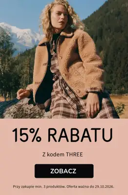 bonprix - gazetka promocyjna 15% rabatu przy zakupie 3 produktów od czwartku 29.10 do czwartku 29.10