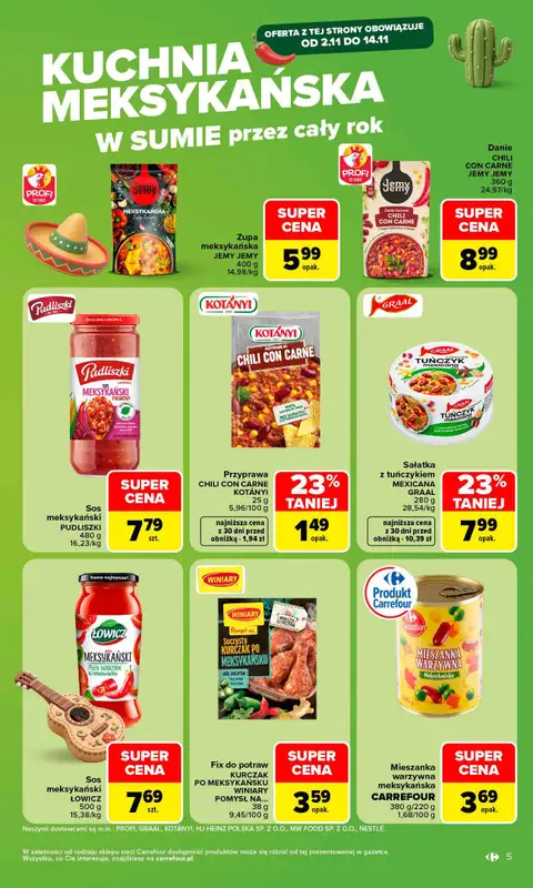 Carrefour - gazetka promocyjna Gazetka Kuchnia Meksykańska od poniedziałku 02.11 do soboty 14.11 - strona 5