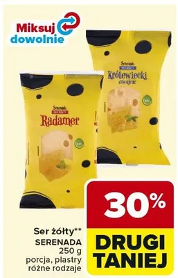 Ser żółty SERENADA Radamer porcja, plastry różne rodzaje promocja w Carrefour