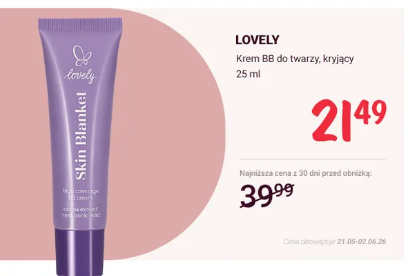 Krem BB do twarzy kryjący LOVELY Skin Blanket promocja w Rossmann