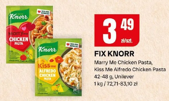 Fix knorr marry me chicken pasta, kiss me alfredo chicken pasta promocja w Chorten