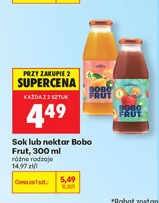 Sok Bobo Frut promocja w Biedronka