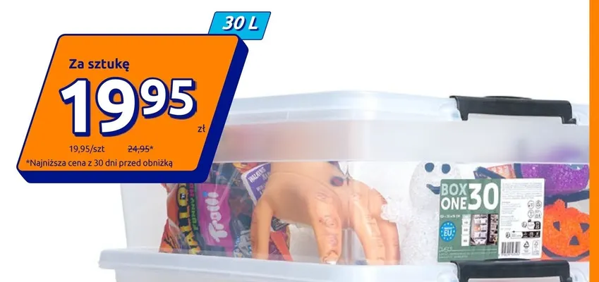 Pojemnik do przechowywania z pokrywką 30 l promocja w Action