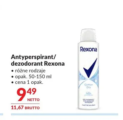Antyperspirant Rexona Cotton Dry promocja w Makro