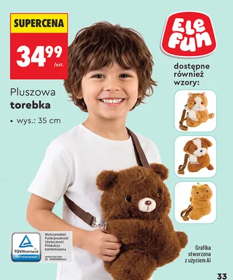 Pluszowa torebka EleFun promocja w Biedronka
