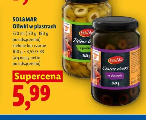 Oliwki czarne w plastrach Sol & Mar promocja w Lidl