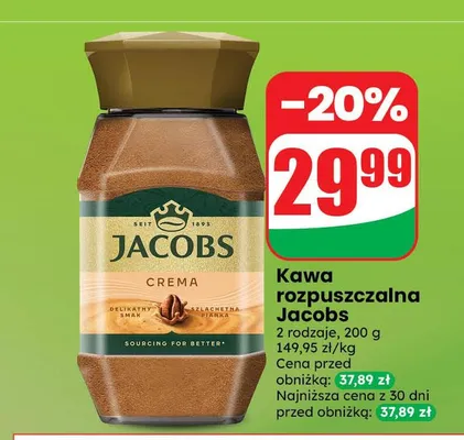 Kawa rozpuszczalna Jacobs Crema promocja w Dino