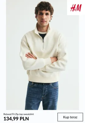 Relaxed Fit Zip-top sweatshirt H & M promocja w CCC