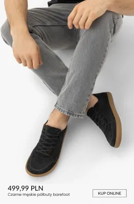 Czarne męskie półbuty barefoot promocja w Ryłko