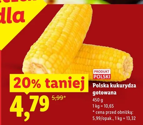Kukurydza gotowana 450g promocja w Lidl