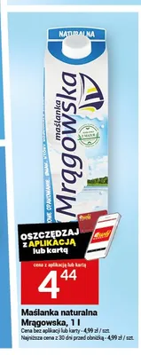 Maślanka naturalna Mrągowska 1l promocja w Twój Market