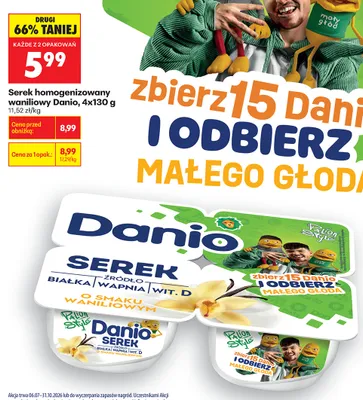 Serek homogenizowany waniliowy Danio 4-pak promocja w Biedronka