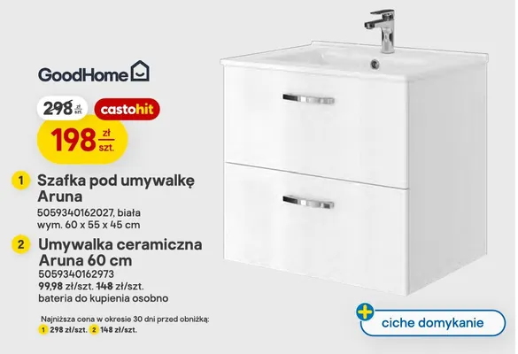 Umywalka ceramiczna Aruna 60 cm GoodHome promocja w Castorama