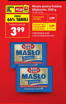 Masło ekstra Polskie Mlekovita promocja w Biedronka
