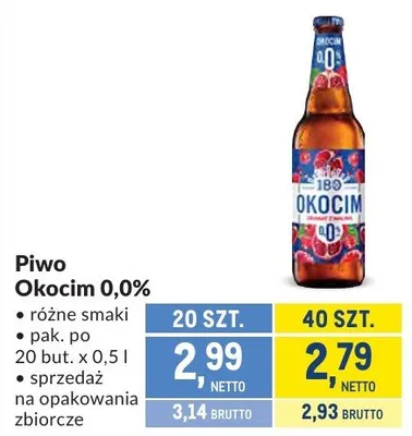 Piwo Okocim 0,0% różne smaki promocja w Makro