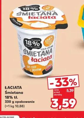 Śmietana Łaciata 18% promocja w Kaufland
